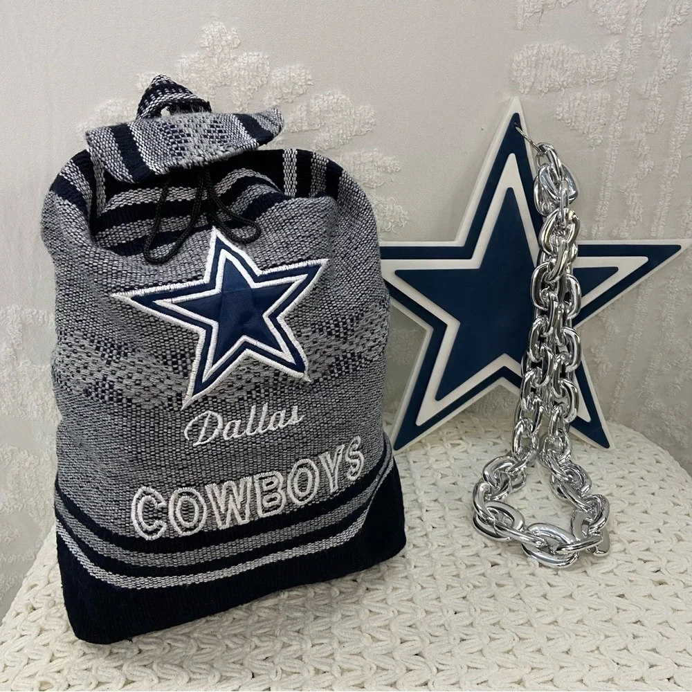 NFL DALLAS COWBOYS TEAM Baja Backpack and Neck Chain Star Sporty Football Fan